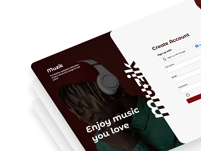 Music web app sign up modal