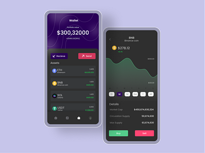 Cryptocurrency App Screen application crypto cryptocurrency defi design figma mobile app presentation product design ui uiux user experience user interface ux web3