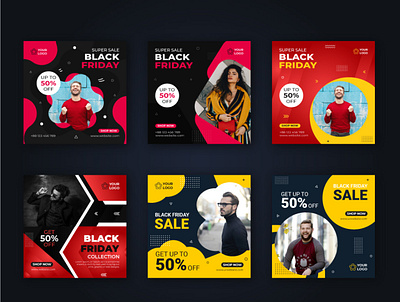 Black Friday Fashion Social Media Post Template vol-1 ad adroll adward banner pack black friday black friday banner business clothes coupon discount facebook fashion generic instagram instagram banner marketing multipurpose promotions sales