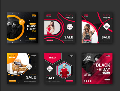 Black Friday Social Media Post Template 2 ad adroll adward banner pack black friday black friday banner business clothes coupon discount facebook fashion generic instagram instagram banner marketing multipurpose promotions sales