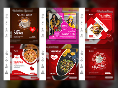 Valentine Special Food Facebook & Instagram Post Template 14 february advertise background celebration day decoration design greeting happy heart holiday illustration love promotion red romantic template timeline valentine valentines