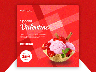 Valentine Social Media Template-2 background banner card day design february flyer geometric graphic heart layout love promotion romance sale square story template vector web