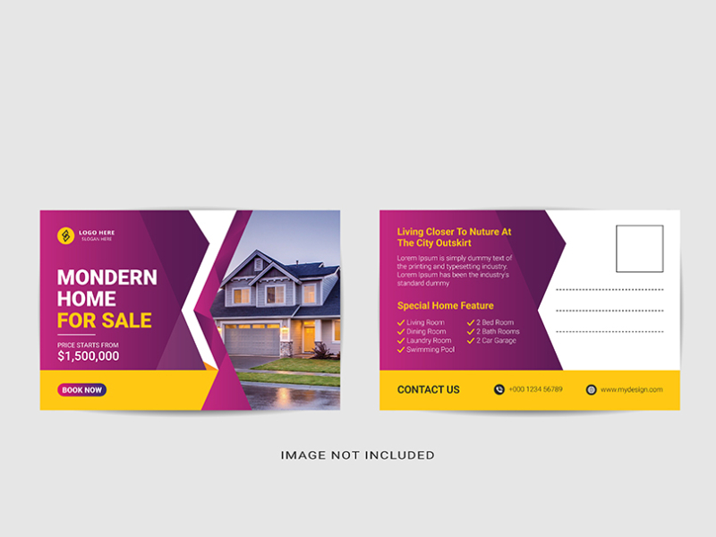 Real Estate Modern Postcard design vol- 2 promotion template commercial concept building modern design advertisement houses property vector business abstract creative home residential corporate background illustration apartments
