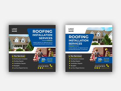 Roofing installation social media post template banner banner design banner template facebook banner instagram banner media social web banner