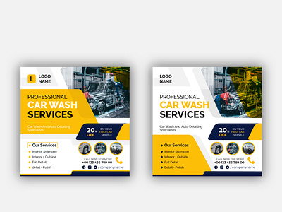 Professional car wash services social media post design