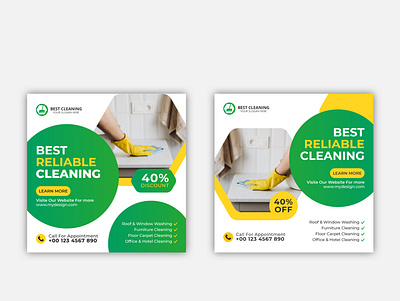 Professional Cleaning Service Social Media template-2 banner banner design banner template clean cleaning cleaning services facebook banner instagram banner media social web banner