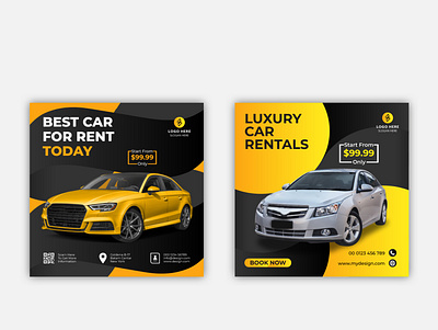 Rent Car Social Media Post Template- 2 banner banner design banner template car car wash cartoon facebook banner instagram banner luxuary rent car media rent a car social web banner