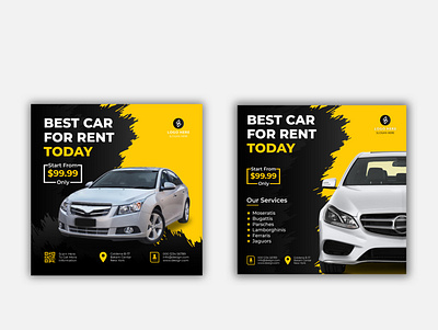 Rent Car Social Media Post Template- 2 banner banner design banner template car cartoon facebook banner instagram banner media rent a car rent car social web banner