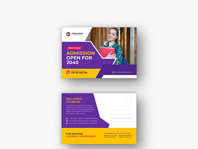 School Admission directmail or eddm Postcard design flyer