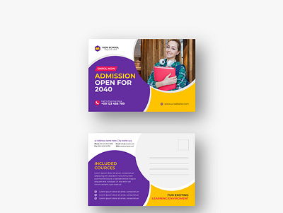 School Admission directmail or eddm Postcard design vol-2 flyer