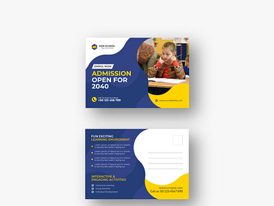 School Admission directmail or eddm Postcard design vol-3 flyer