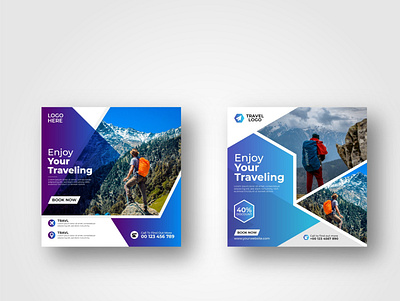 Travel Agency Social Media Post Template vector