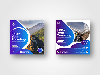 Travel Agency Social Media Post Template vol-3 vector