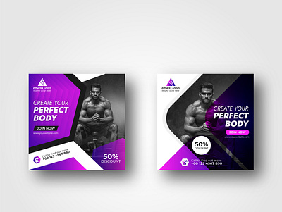 Gym Social media post design template web banner