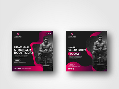 Gym Social media post design template vol-3 web banner