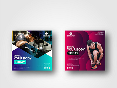 Gym Social media post design template vol-4 web banner