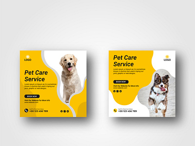 Pet Care Service Social media post design template