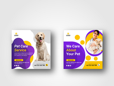 Pet Care Service Social media post design template animation banner branding care graphic design instagram banner logo motion graphics pet pet care social media design service