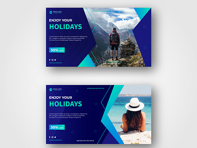 Travel Agency Landing page or web banner Design ads banner background banner branding design gdn banner illustration landingpage template travel agency trendgraph vector web banner