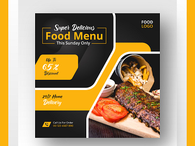 spicy and yummy restaurant food social media post design food banner