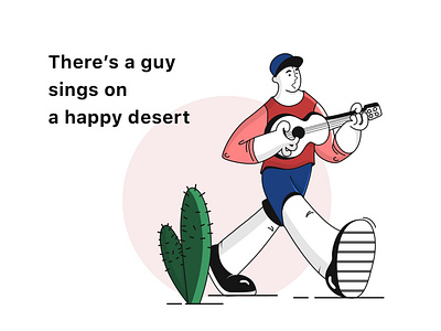 happy desert cactus characterdesign characters desert guitar illustration sing ukulele