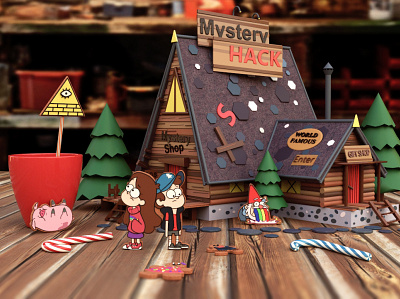 Gravity falls 3d 3d model of a house 3dmax artist artwork blender cartoons constructor figurines ford pines gingerbread house graphic design gravity falls house in the forest illustration lollipops mabel pines stanly pines «dipper» pines гравити фолзз