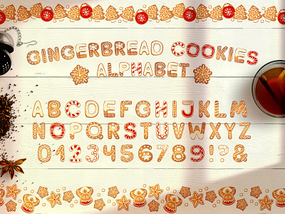 Gingerbread | Christmas Cookies Set alphabet alphabet logo branding christmas cookies design display font font gingerbread gingerbread house gingerbread man illustration modern font typogaphy vector