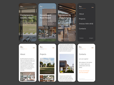 Responsive design for Ar.B. project about page architecture clean ui design dribble shot minimal mobile design mobile friendly mobile ui project page responsive design shot simple ui ux vector