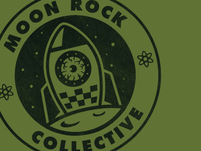 Moon Rock Collective alien atom age bloodshot eyeball retro rocket scifi space