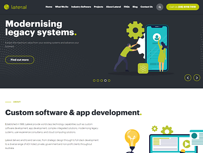 Custom Software Development & App Developers website design ecommerce elementor website illustration landing page ui web web design website wordpress