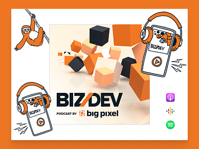 BIZ/DEV Podcast Cover branding design illustration