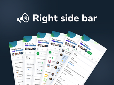 Right side navigation bar - product feature activity app concept design interface navigation product right side bar saas scrum sidebar ui ux web
