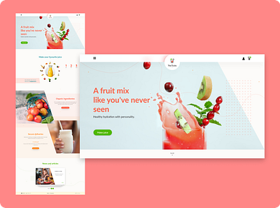 Juice shop landing page design e commerce fruits juices landing page