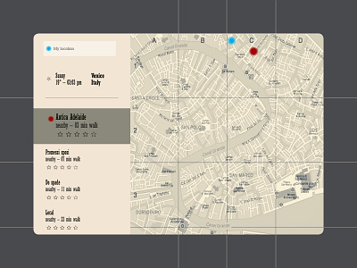 DailyUI 020 - location tracker ancient daily 020 dailyui dailyui 020 dailyuichallenge design location tracker map restaurants ui venezia venice web website