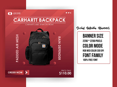 Social Media Backpack Promotional Banner branding design ecommerce banner facebook banner google ads instagram banner modern logo promotional banner social media banner social media poster social media promotional banner web banner