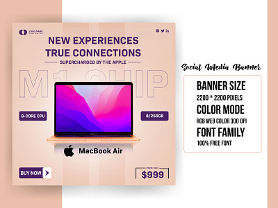 MacBook Air Social Media Promotional Banner banner branding brochure business card design design flyer logo design modern logo poster promotional banner social media ads social media banner social media poster