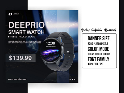 Smart Watch Social Media Banner branding ecommerce banner facebook cover instagram post logo logo design modern logo smart watch banner social media banner social media design social media post uiux web banner