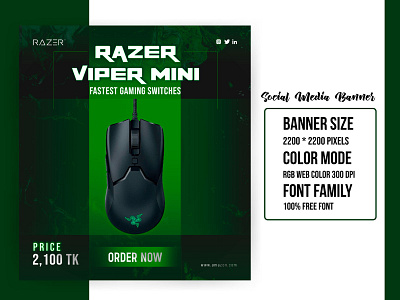 Razer Mini Mouse Banner Design branding business card design design modern logo promotional banner social media ads social media banner social media post