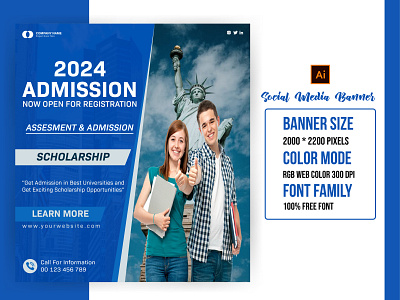 Promotional Admission Banner branding brochure business card design calendar cover flyer modern logo roll up banner social media ads social media banner social media poster web banner x banner