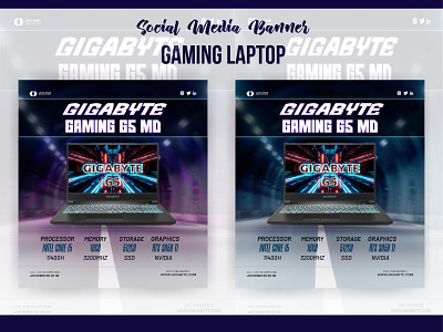 Gigabyte Laptop Promotional Banner banner branding business card design cover design google ads logo design poster social media ads social media banner social media poster web banner