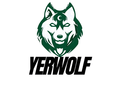 Wolf mascot green logo