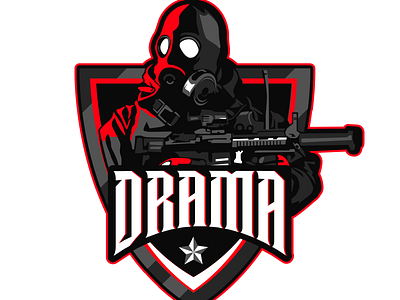 call of duty mascot gaming logo with gun red