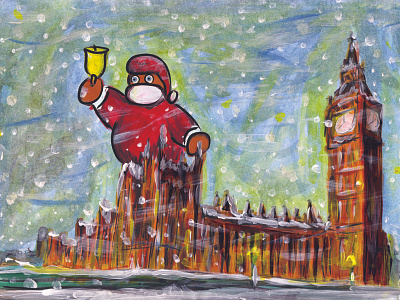 Mancherster's Santa visits London. Xmas Cards big ben christmas houses of parliament london manchester santa snow westminster xmas
