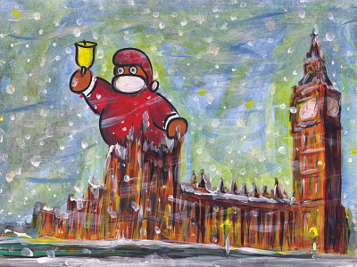 Mancherster's Santa visits London. Xmas Cards