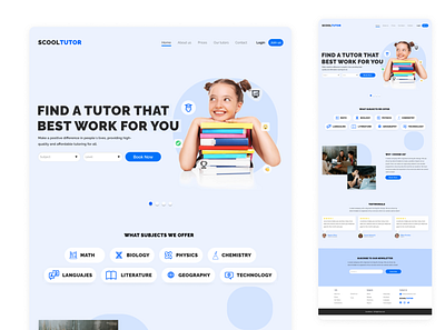 scooltutor web landing app card design figma graphic design ui user interface