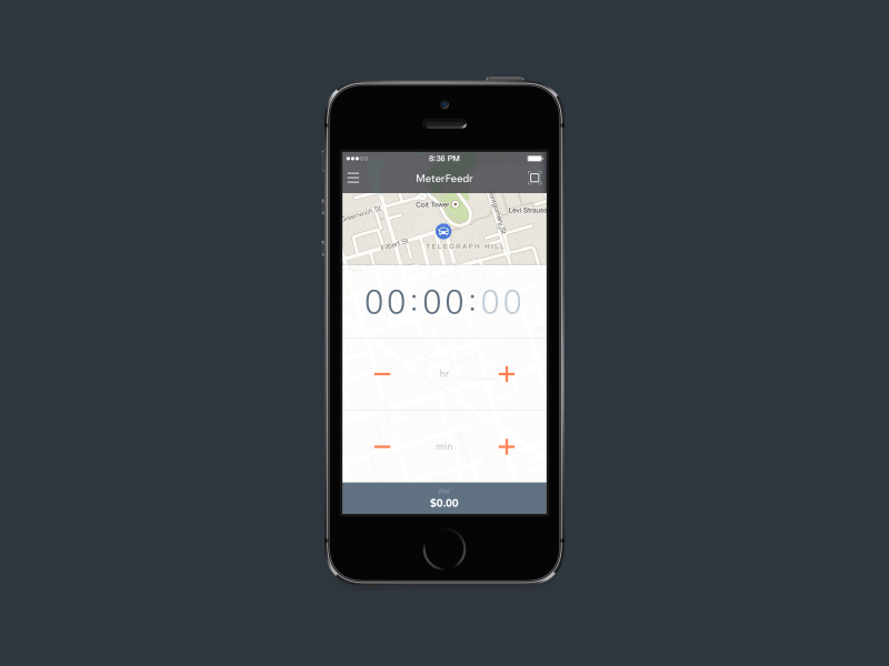 Feed the meter add flow gif meter mobile parking payment remote street time ui ux