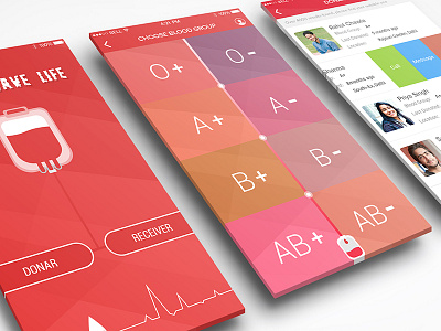 Blood Save Life App app apple blood donation chat dashboard design ios iphone red social ui ux