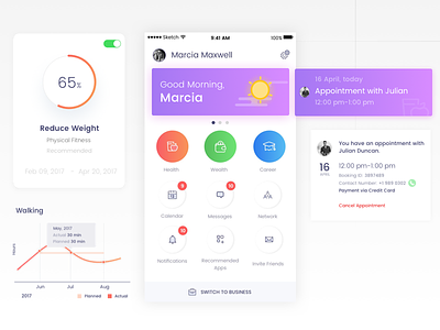 UI Elements - App Design android app cards dashboard design graph ios iphone menu sketch ui ux