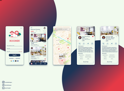 RoomIn Concept Room Rental App UI branding daily 100 challenge dailyuichallenge maps rent rental rental app room ui ux