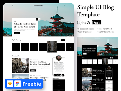 Light & Dark Theme -  Simple UI Blog Template (FREE)